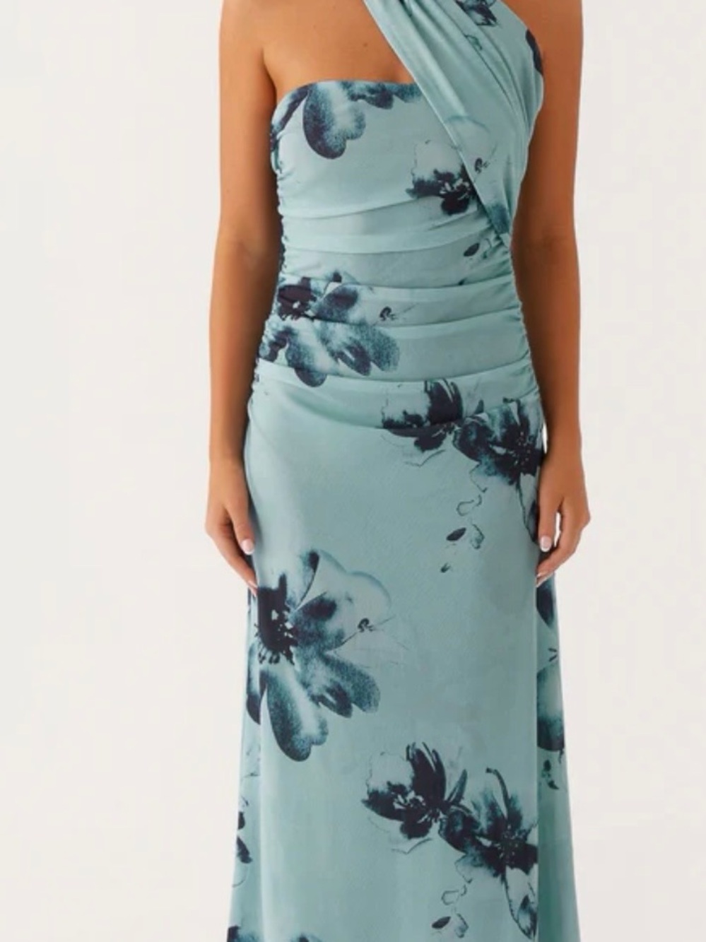 Blue Floral dress with neck scarf